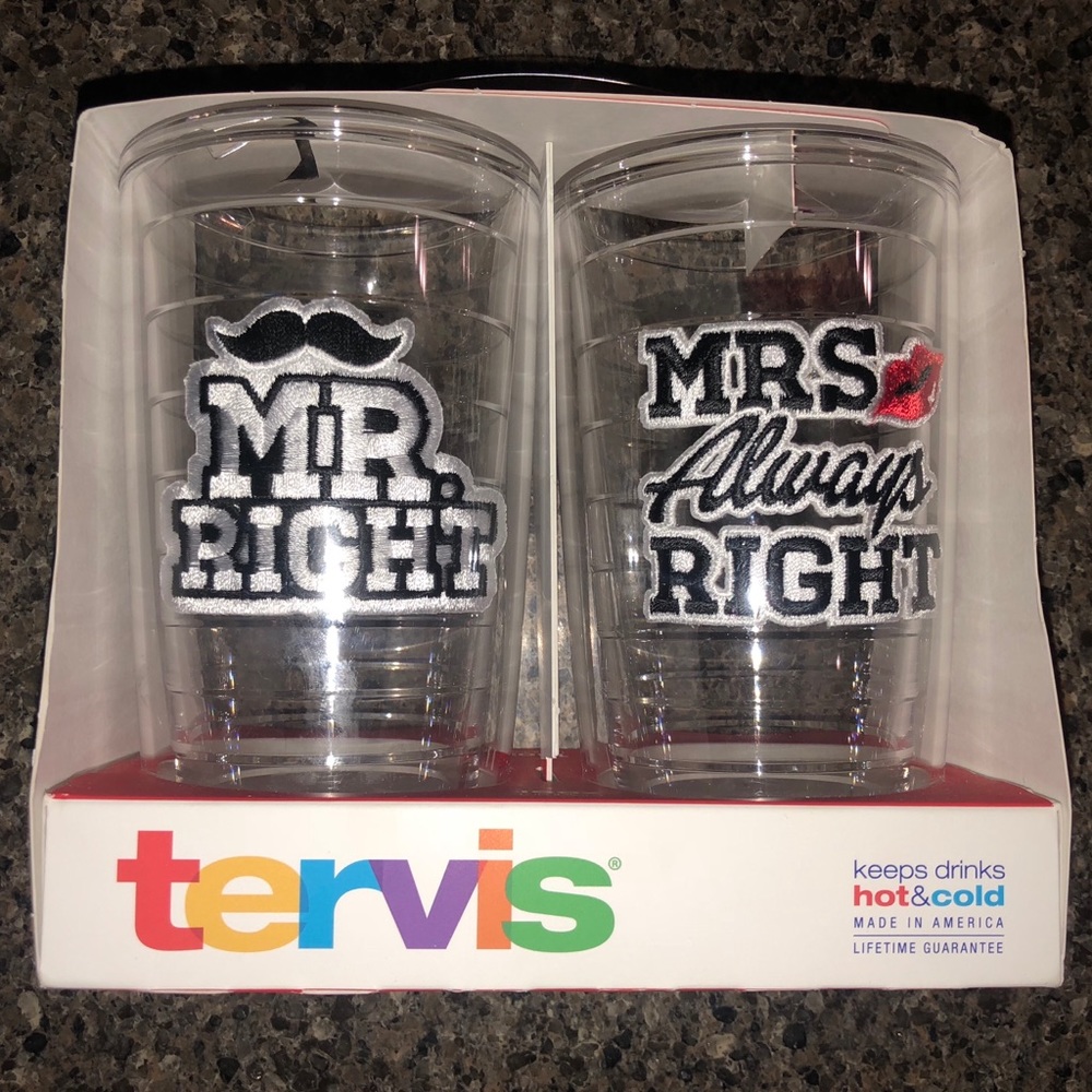 NEW 16 oz Tervis Gift Set Mr & Mrs Wedding Tumbler